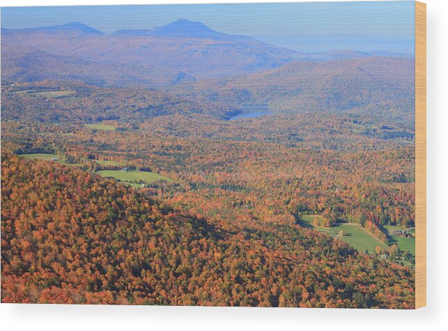 Autumn Wood Print featuring the photograph Stowe Pinnacle View to Camels Hump in Autumn by John Burk