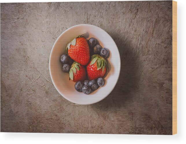 Scott Norris Photography Wood Print featuring the photograph Strawberries and Blueberries by Scott Norris
