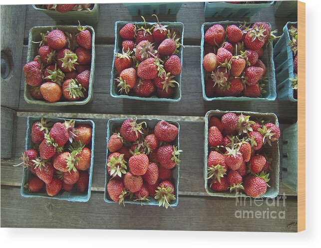 Strawberry Wood Print featuring the photograph Strawberries by Steven Dunn