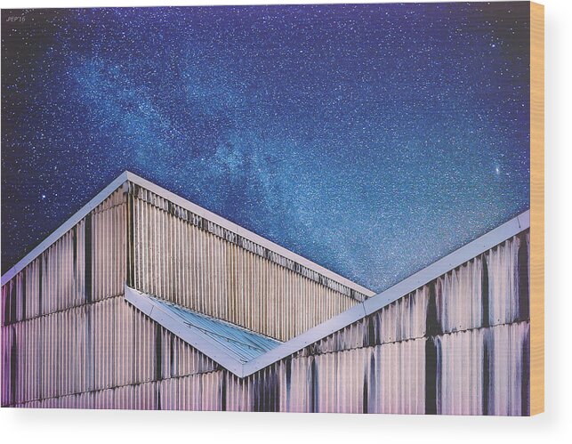 Stars Wood Print featuring the digital art Structure And Stars by Phil Perkins
