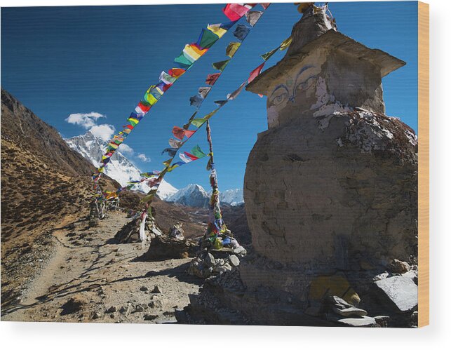 Nepal Wood Print featuring the photograph Stupa on Nagarzung Hill by Owen Weber