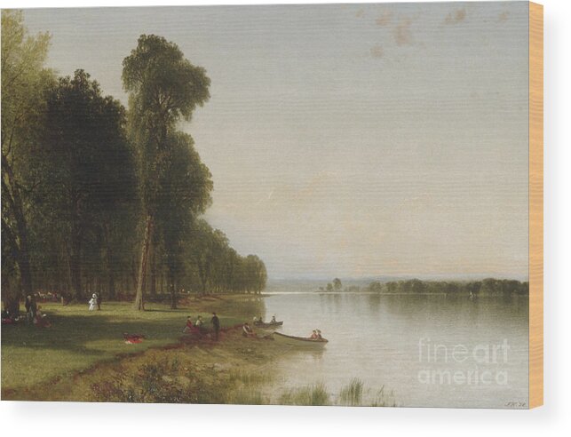 Summer Day On Conesus Lake Wood Print featuring the painting Summer Day on Conesus Lake, 1870 by John Frederick Kensett