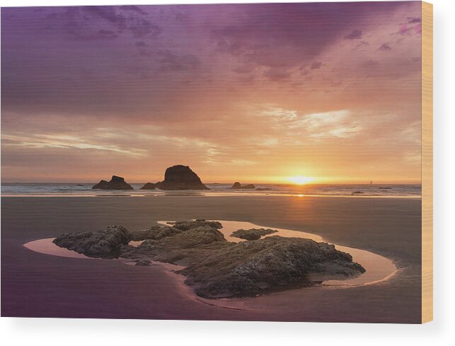 Canon Wood Print featuring the photograph Summer Sunset by Jon Ares