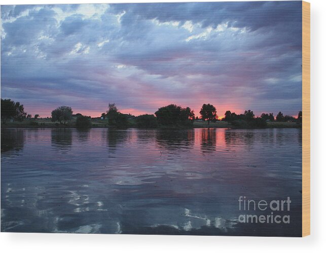 Sunset Wood Print featuring the photograph Summer Sunset on Yakima River 4 by Carol Groenen