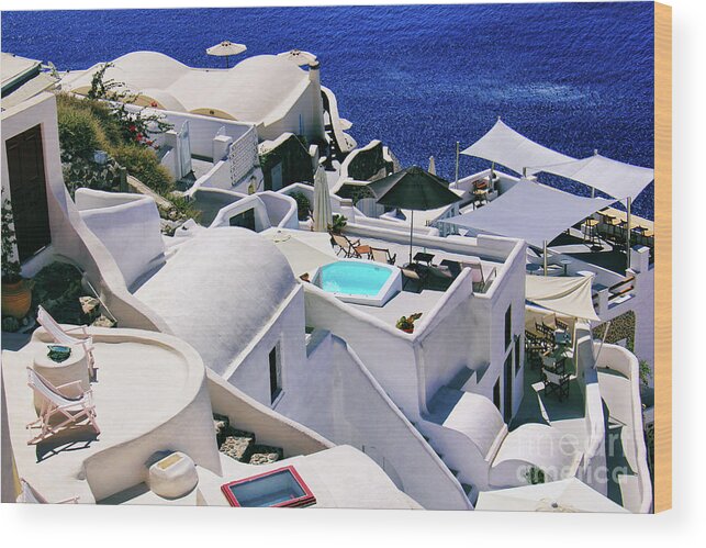 Summertime Wood Print featuring the photograph Summertime in Santorini by Mariola Bitner