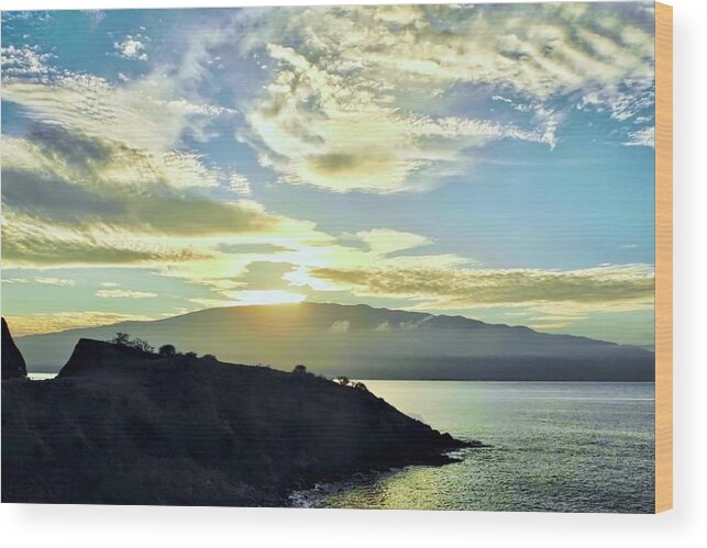 Maui Wood Print featuring the photograph Sun Cresting Haleakala by Kirsten Giving