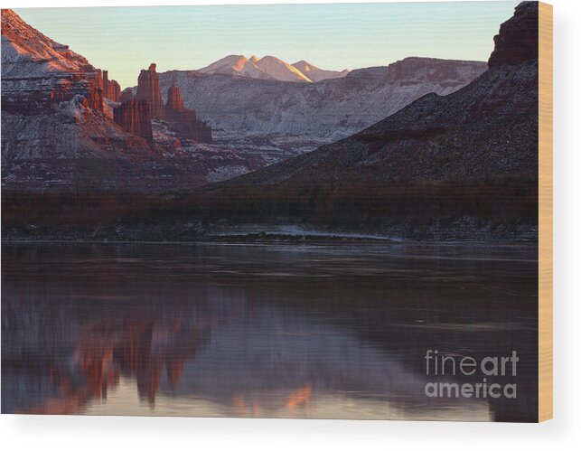 Fisher Towers Wood Print featuring the photograph Sun Down At Fisher Towers by Adam Jewell