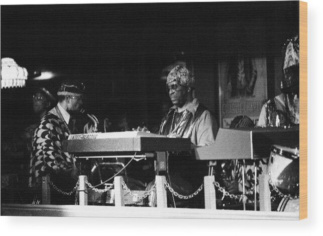 Jazz Wood Print featuring the photograph Sun Ra Arkestra at the Red Garter 1970 NYC 31 by Lee Santa