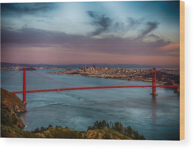 Golden Gate Bridge Wood Print featuring the photograph Sun Set on San Francisco by Paul Freidlund