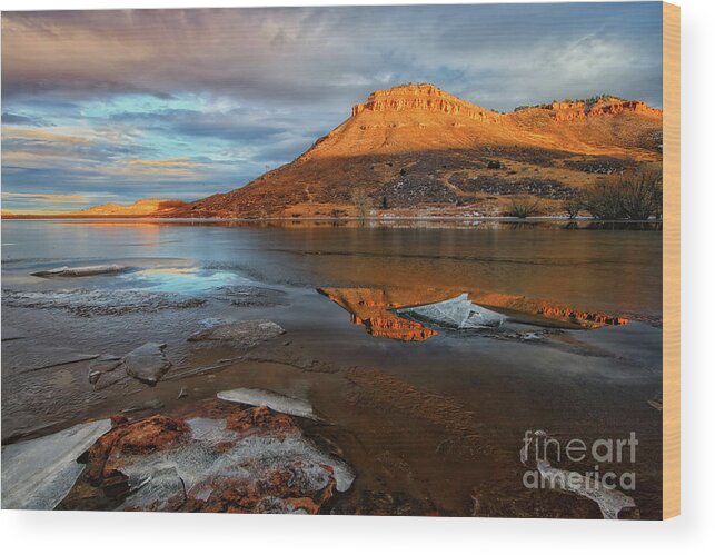 Butte Wood Print featuring the photograph Sunlight on the Flatirons Reservoir by Ronda Kimbrow
