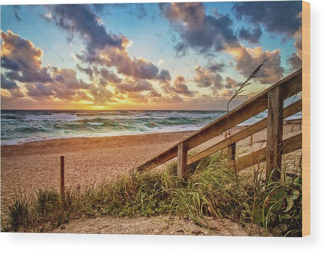 Clouds Wood Print featuring the photograph Sunlight on the Sand by Debra and Dave Vanderlaan