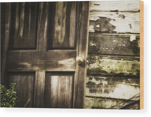 Farm Wood Print featuring the photograph Sunlit Brass Handle by Weir Here And There