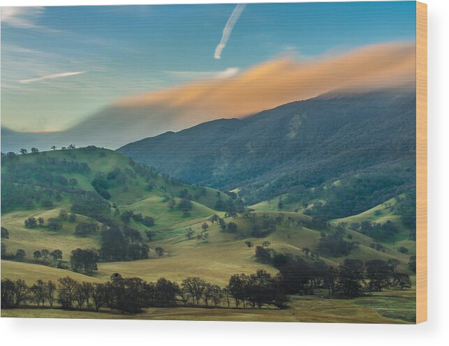 Landscape Wood Print featuring the photograph Sunlit Clouds On A Ridge by Marc Crumpler