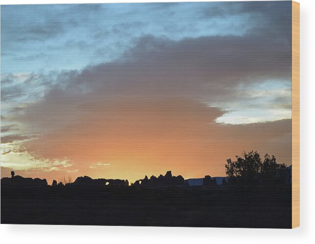 Sunrise At Arches National Park Wood Print featuring the photograph Sunrise at Arches National Park No. 19-1 by Sandy Taylor