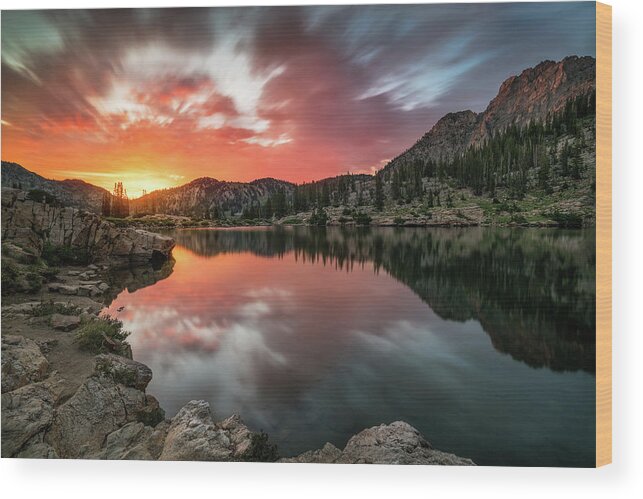 Utah Wood Print featuring the photograph Sunrise at Cecret Lake by James Udall