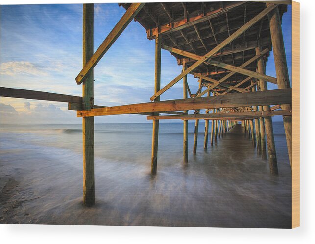 Oak Island Wood Print featuring the photograph Sunrise at the Oak Island Pier by Nick Noble