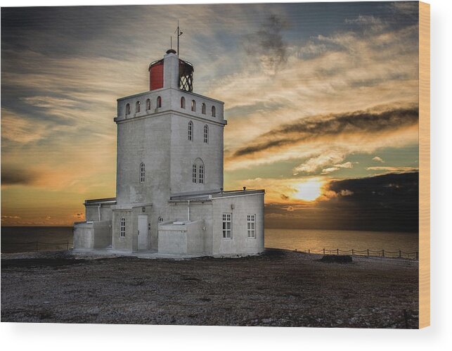 Sunrise Wood Print featuring the photograph Sunrise in Dyrholaey by Robert Grac