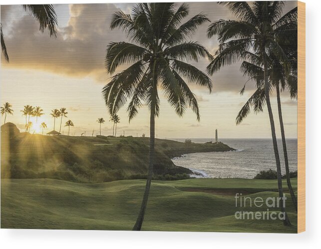 Kauai Wood Print featuring the photograph Sunrise Ninini Point, kauai by Gary Beeler
