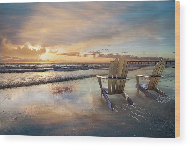 Boats Wood Print featuring the photograph Sunrise Romance by Debra and Dave Vanderlaan