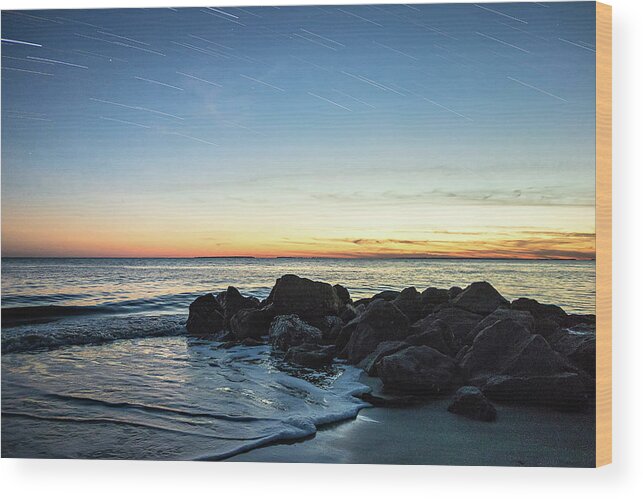 Sunset Wood Print featuring the photograph Sunset At Edisto Beach North Carolina by Alex Grichenko
