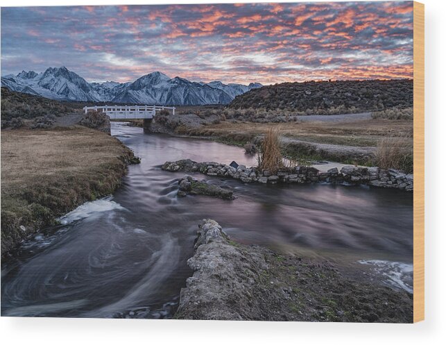 River Wood Print featuring the photograph Sunset at Hot Creek by Cat Connor