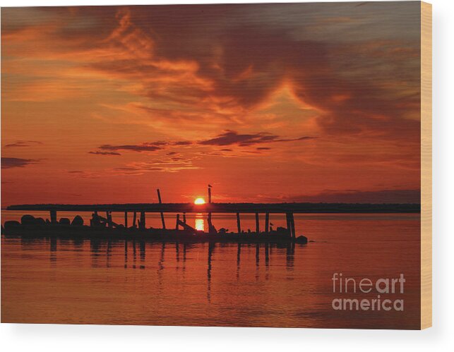 Sunset Wood Print featuring the photograph Sunset at Little Sand Bay by Marty Fancy