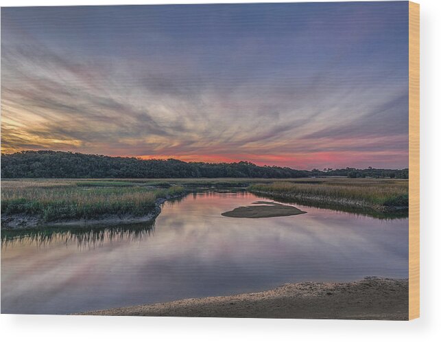 Beach Wood Print featuring the photograph Sunset at Little Talbot State Park by Traveler's Pics