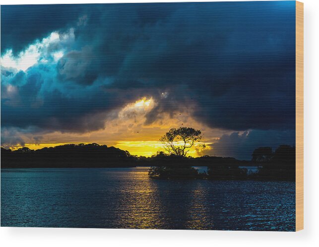 Sunset Wood Print featuring the photograph Sunset at Lough Leane in Killarney National Park in Ireland by Andreas Berthold