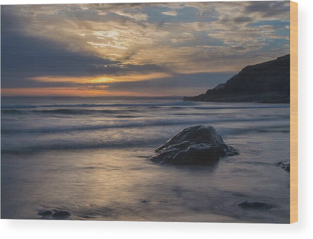 Poldhu Cove Wood Print featuring the photograph Sunset at Poldhu Cove by Pete Hemington