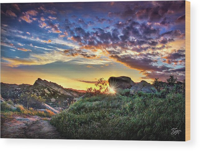 Sunset Wood Print featuring the photograph Sunset At Sage Ranch by Endre Balogh