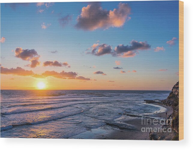 Beach Wood Print featuring the photograph Sunset at Swami's Beach by David Levin