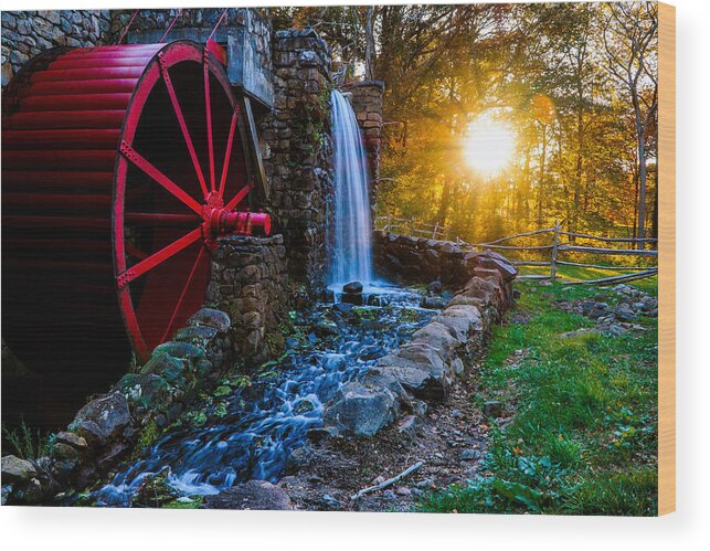 Mill Wood Print featuring the photograph Sunset at the Mill by Lilia D