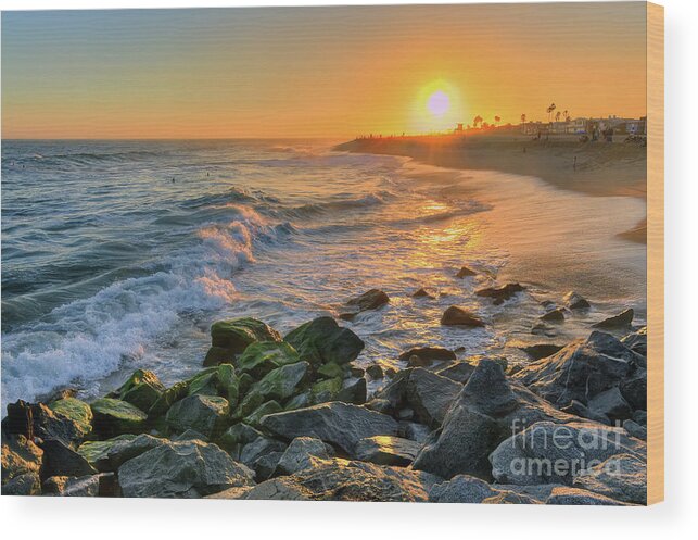 Sunset Wood Print featuring the photograph Sunset At The Wedge by Eddie Yerkish