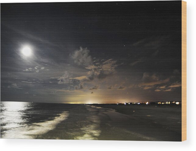 Sunset Wood Print featuring the photograph Sunset Beach by Don Mennig