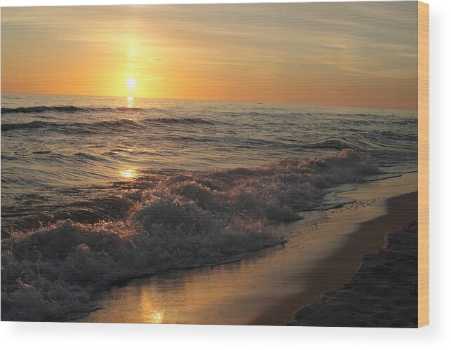 Sunset Wood Print featuring the photograph Sunset Beach by Michaele Boncaro