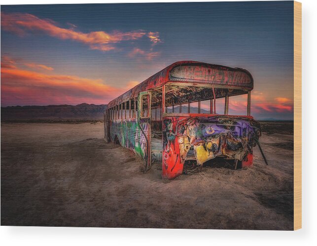 Sunset Wood Print featuring the photograph Sunset Bus Tour by Michael Ash