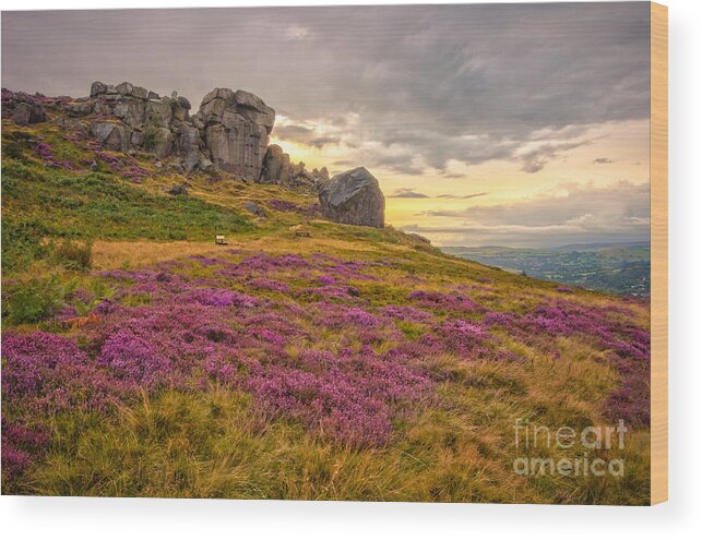 Airedale Wood Print featuring the photograph Sunset by Cow and Calf Rocks by Mariusz Talarek