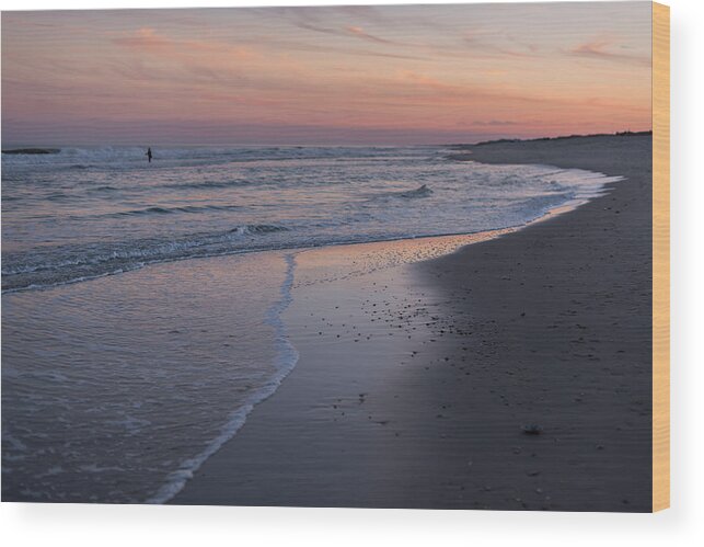 Sunset Fishing Seaside Park Nj Wood Print featuring the photograph Sunset Fishing Seaside Park NJ by Terry DeLuco