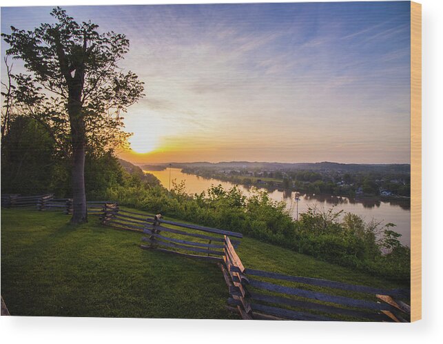 Parkersburg Wood Print featuring the photograph Sunset from Boreman Park by Jonny D