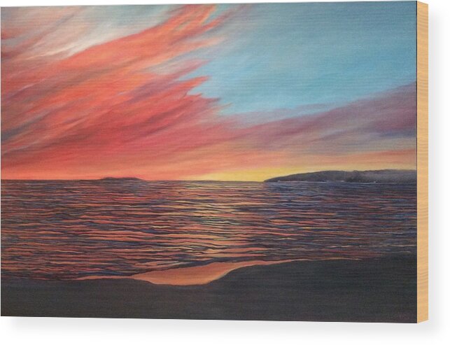 Landscape Wood Print featuring the painting Sunset Georgian Bay by Cynthia Blair