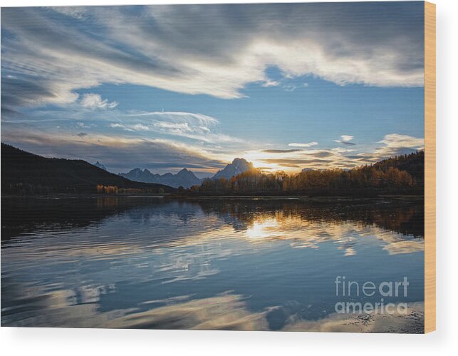 Sunset Wood Print featuring the photograph Sunset in the Grand Tetons by Ed McDermott