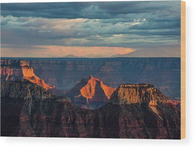 Grand Canyon Wood Print featuring the photograph Sunset lights Angels Gate by Gaelyn Olmsted
