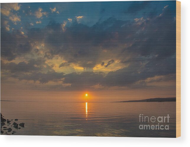 Cheryl Baxter Photography Wood Print featuring the photograph Sunset on Lake Nipissing by Cheryl Baxter