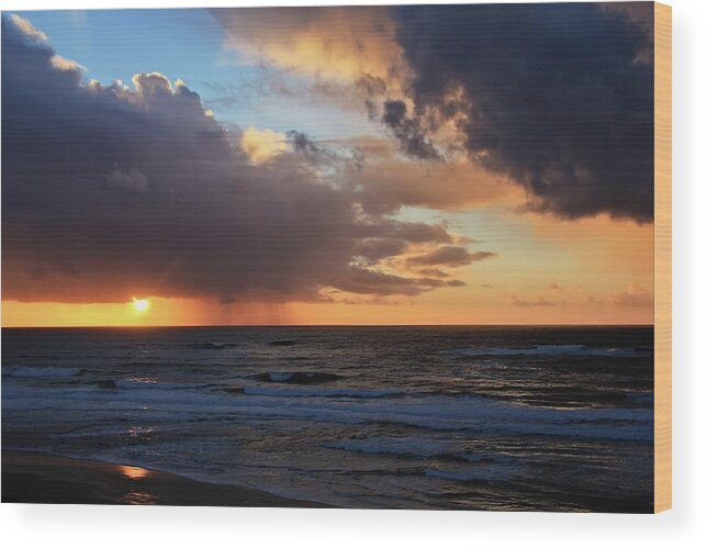 Sunset Wood Print featuring the photograph Sunset on the Pacific by KATIE Vigil
