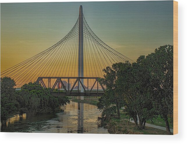 Landscape Wood Print featuring the photograph Sunset on the Trinity by Diana Mary Sharpton