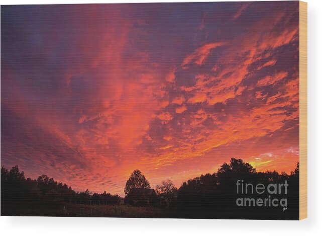 Maine Wood Print featuring the photograph Sunset Over a Maine Farm by Alana Ranney