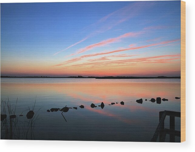 Photosbymch Wood Print featuring the photograph Sunset over Back Bay National Wildlife Refuge by M C Hood