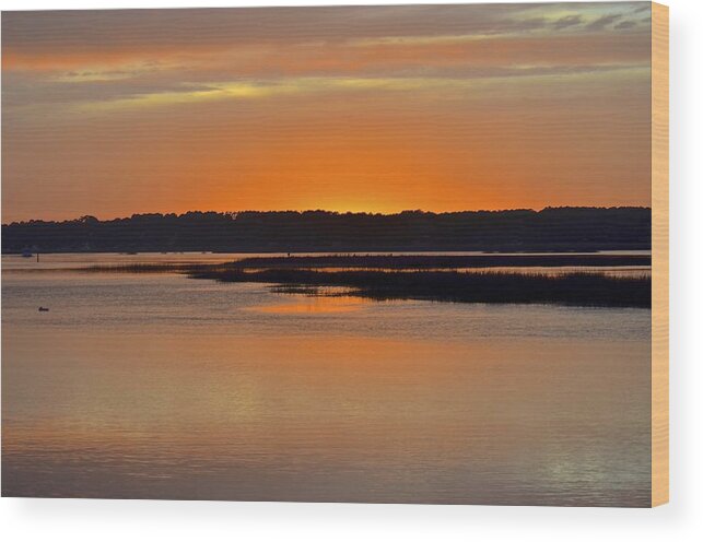 Sunset Wood Print featuring the photograph Sunset Over Broad Creek by Carol Bradley
