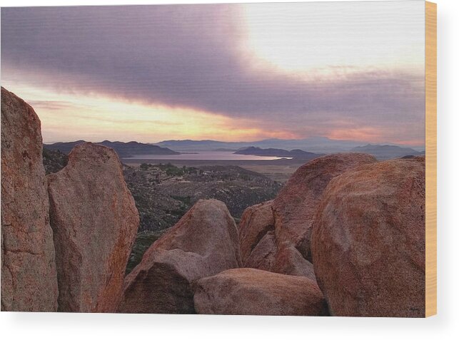 Diamond Valley Lake Wood Print featuring the photograph Sunset Over Diamond Valley Lake by Glenn McCarthy Art and Photography