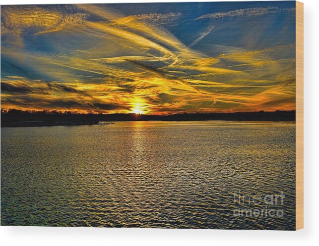 Diana Wood Print featuring the photograph Sunset over Lake Palestine by Diana Mary Sharpton